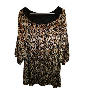 Women's "Ingredients" Scoop Neck Black & Gold Blouse 2X